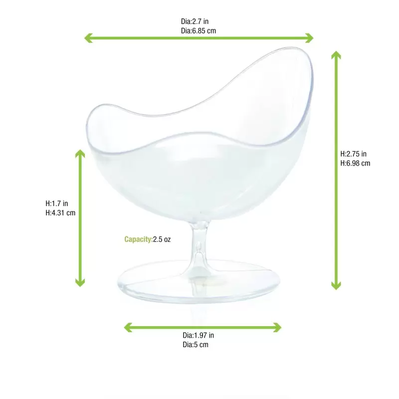 PacknWood Transparent Waved Cup - 0.25oz L:2.9'' W:2.6'' H:2.75i - 288 pcs