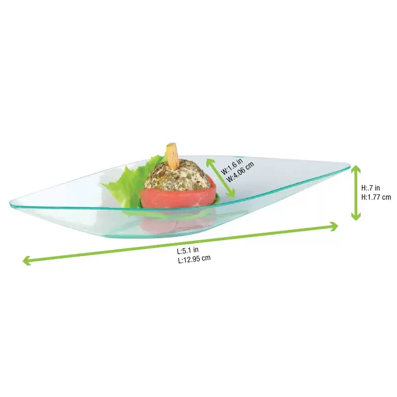 PacknWood 209Mbeleni1 - Eleni Clear Green Diamond-Shaped Mini Dish - 0.5 oz - 5.2 x 1.6 x 0.8'' - 1152 pcs