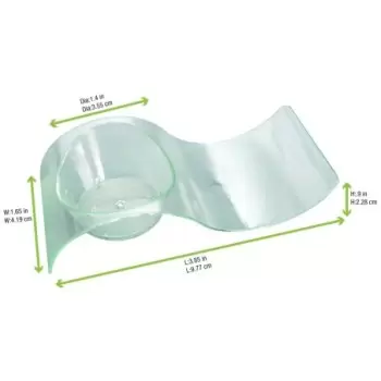 PacknWood Green Transparent Wave Dish - 0.25oz 3.7 x 1.6 x 0.9'' - 200 pcs