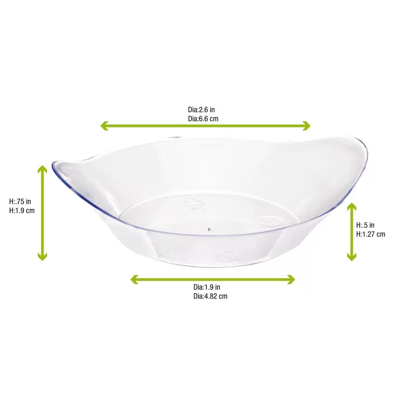 PacknWood Oval Transparent Dish - 2oz 3.2 x 2.5'' - 600 pcs