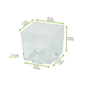 PacknWood Clear Green Cubic Mini Cup - 2oz 1.7 x 1.7 x 1.6'' - 600 pcs