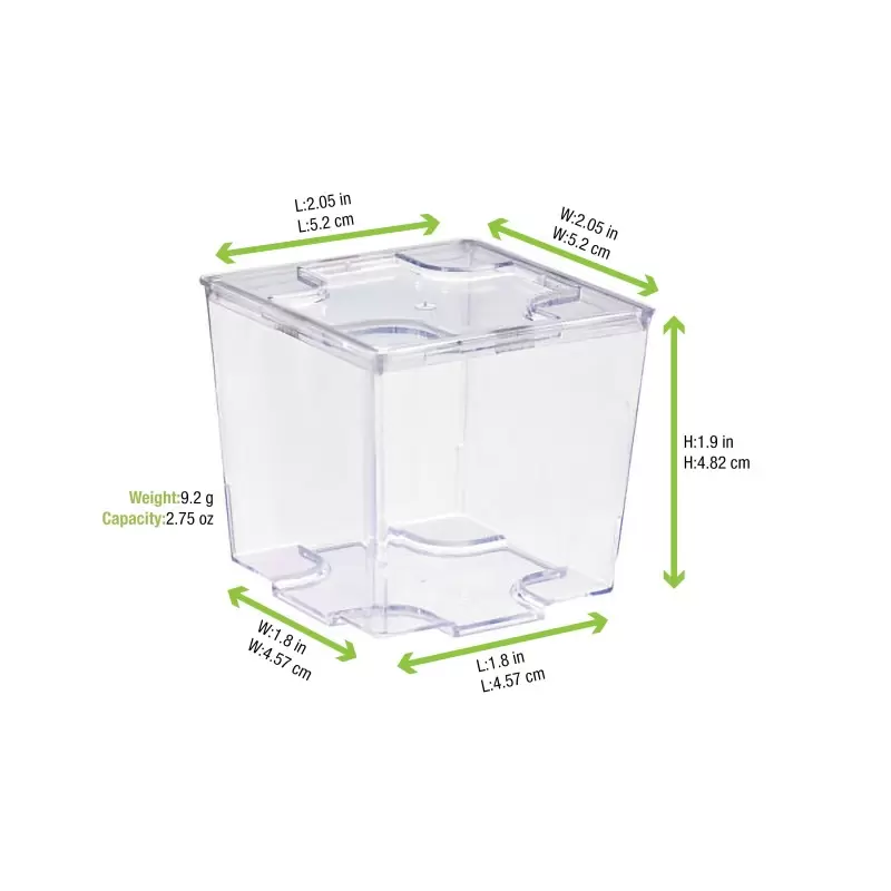 PacknWood Clear Cubic Mini Dish - 2.75oz 1.96 x 1.96 x 1.77'' - 576 pcs