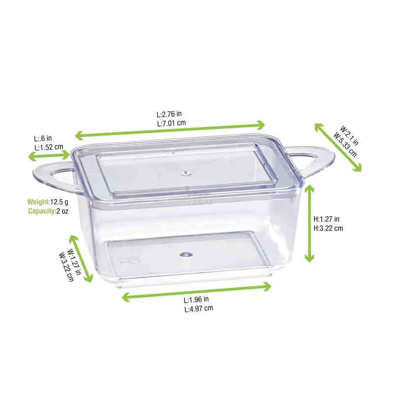 PacknWood Loukia Clear Green Casserole Dish - 2.5oz 3.8 x 2 x 1.1" - 576 pcs