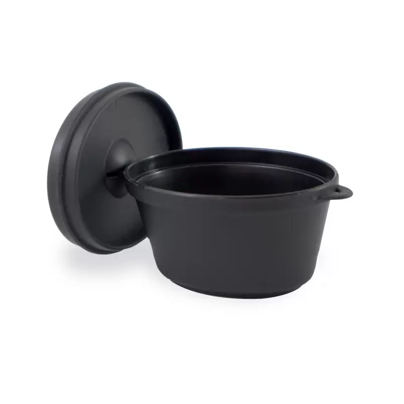 PacknWood Mini Black Casserole Dish With Lid - 2.5oz 2.75 x 2.1 x 1.5'' - 200 pcs