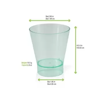 PacknWood Transparent Green Cup - 6oz Diam.3'' H:3.5'' - 200 pcs