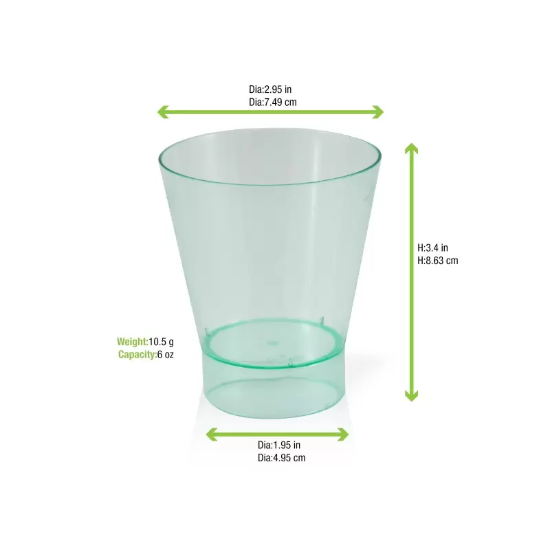 PacknWood Transparent Green Cup - 6oz Diam.3'' H:3.5'' - 200 pcs