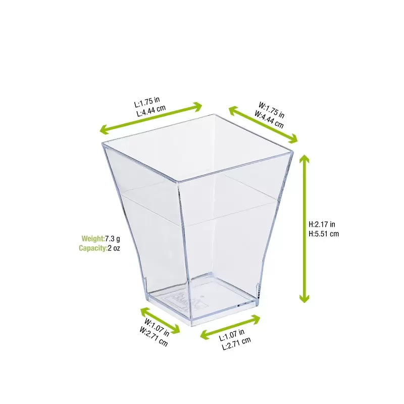 PacknWood Clear Square Cup - 2oz 1.7 x 1.7 x 2.1'' - 600 pcs