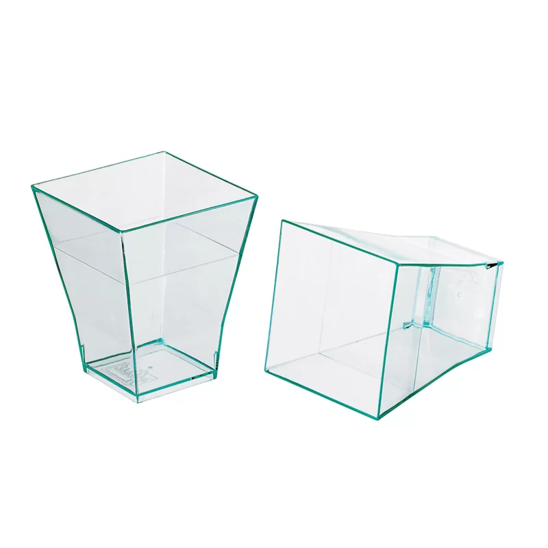 PacknWood Clear Green Square Cup - 2oz 1.7 x 1.7 x 2.1'' - 600 pcs