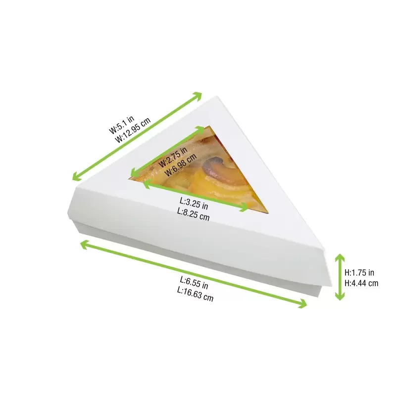 PacknWood White Slice Box With Pe Window Lid - 12oz 6.7 x 5.1'' - 200 pcs