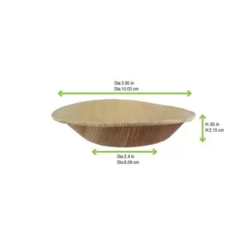 PacknWood Palmbowl Palm Leaf Round Bowl - 3oz Diam.4'' H:0.8'' - 100 pcs