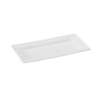 PacknWood Rectangular White Sugarcane Plate - 10 x 5'' - 500 pcs