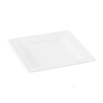 PacknWood Square White Sugarcane Plate - 7.8 x 7.8'' - 500 pcs