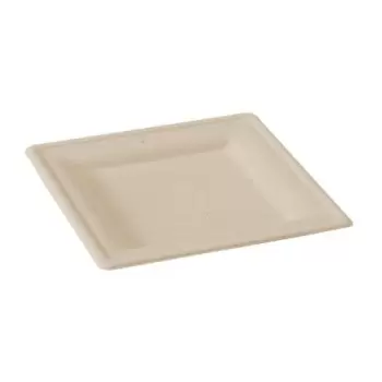 PacknWood Square Brown Sugarcane Plate - 7.8 x 7.8'' - 500 pcs