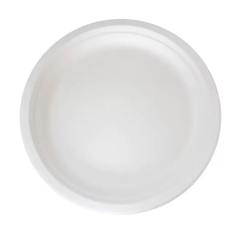 PacknWood Round White Sugarcane Plate - 8.74'' - 500 pcs