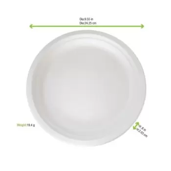 PacknWood Round White Sugarcane Plate - 8.74'' - 500 pcs