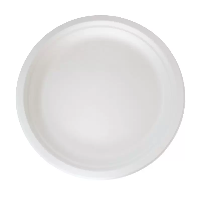 PacknWood Sugarcane White Round Plate - Diam.10'' - 500 pcs