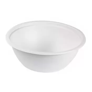 PacknWood White Sugarcane Salad Bowl - 80oz Diam.9.4 H:3.3'' - 100 pcs