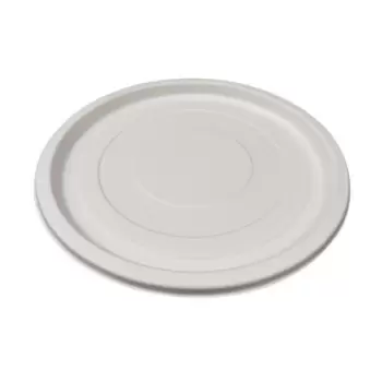 PacknWood White Round Sugarcane Platter - Diam.18'' H:1'' - 24 pcs