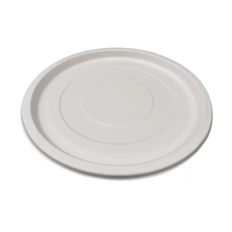 PacknWood White Round Sugarcane Platter - Diam.18'' H:1'' - 24 pcs