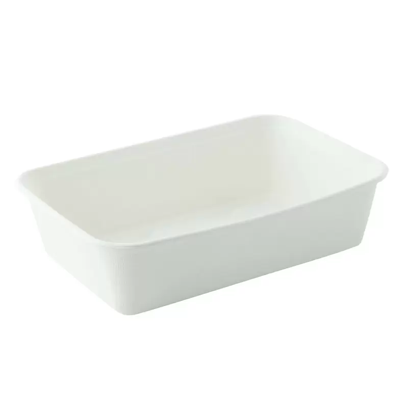 PacknWood Eco Rec Rectangular White Sugarcane Salad Bowl - 17oz 6.8 x 4.6 x 1.6'' - 500 pcs