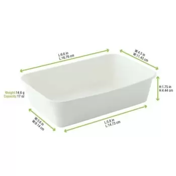 PacknWood Eco Rec Rectangular White Sugarcane Salad Bowl - 17oz 6.8 x 4.6 x 1.6'' - 500 pcs