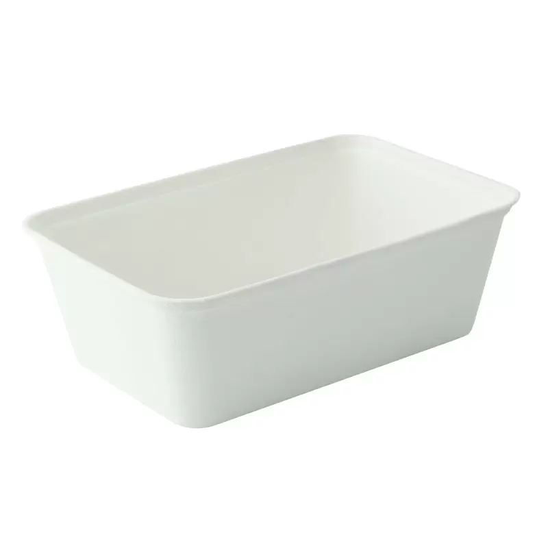 PacknWood Eco Rec Rectangular White Sugarcane Salad Bowl - 25oz 6.8 x 4.6 x 2.3'' - 250 pcs