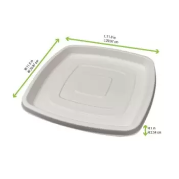 PacknWood Square White Sugarcane Platter - 12 x 12 x 1'' - 24 pcs