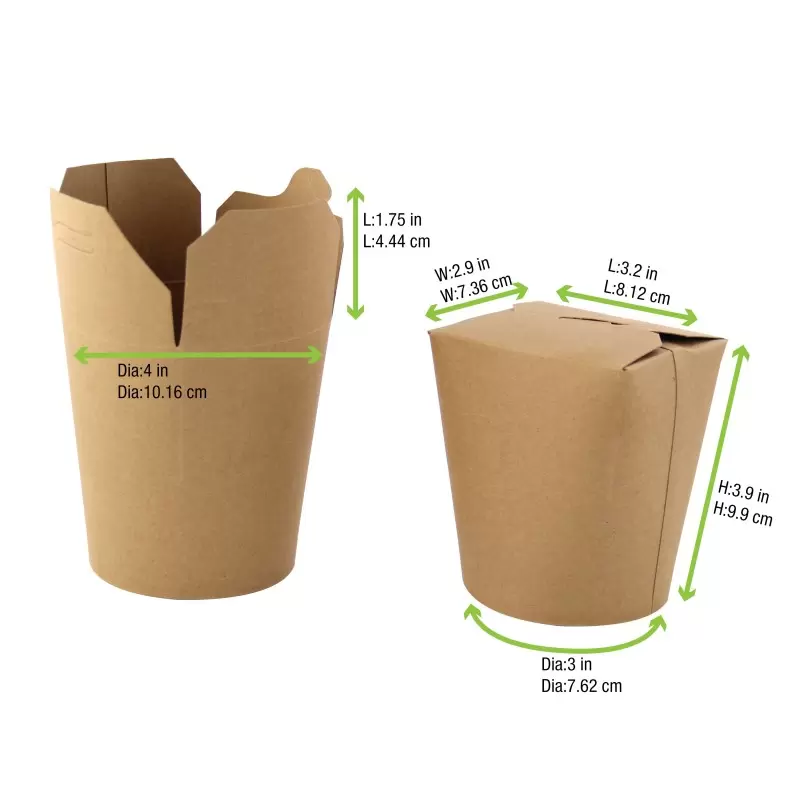 PacknWood Kraft Take Out Container - 16oz Diam.3.25'' H:3.75'' - 500 pcs