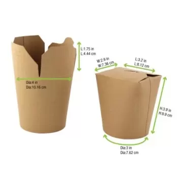 PacknWood Kraft Take Out Container - 16 oz Diam.3.25'' H: 3.75'' - 500 pcs