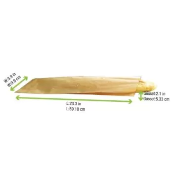 PacknWood Kraft Brown Bag For Baguette - L:22.8'' W:4'' - 1000 pcs