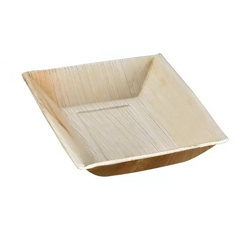 PacknWood Palm Leaf Plate With Square Corners & Slanted Edges - 7 x 5 x 1.2'' - 100 pcs