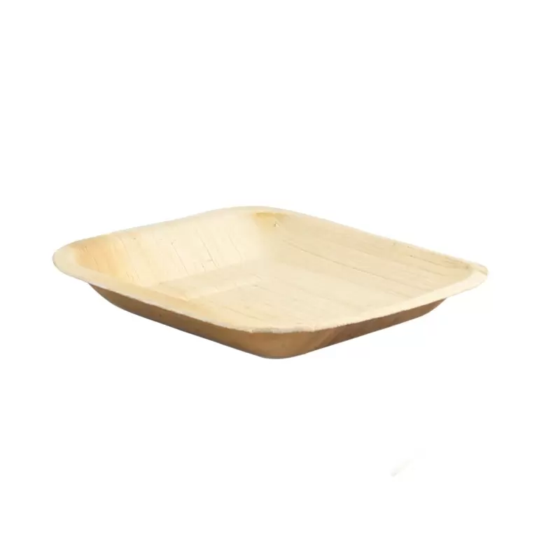 PacknWood Square Palm Leaf Plate With Rounded Corners - 6.3 x 6.3'' - 100 pcs