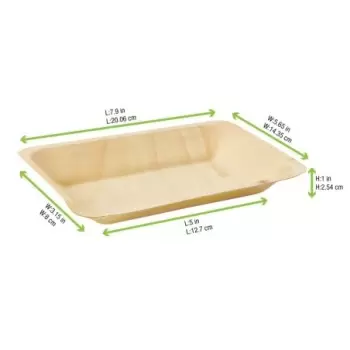 PacknWood Scand''avia Rectangular Wooden Plate - 7.6 x 5.5 x 0.7'' - 500 pcs