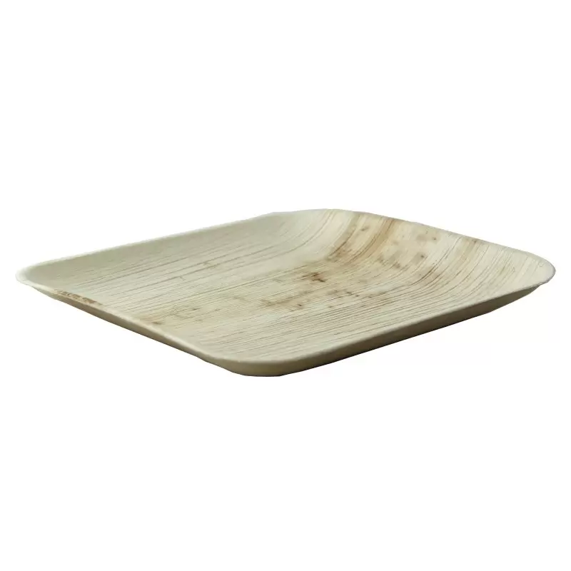 PacknWood Square Palm Leaf Plate With Rounded Corners - L:7.9'' W:7.9'' H:0.8'' - 100 pcs