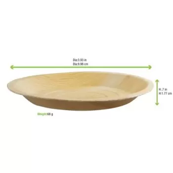 PacknWood Round Palm Leaf Dinner Plate - Diam.10'' H:1'' - 100 pcs