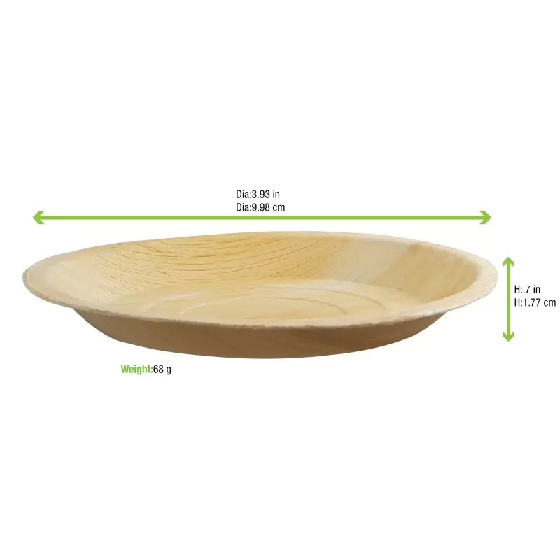 PacknWood Round Palm Leaf Dinner Plate - Diam.10'' H:1'' - 100 pcs