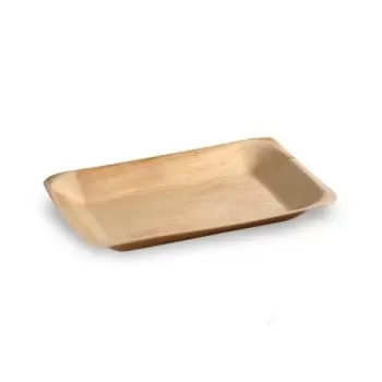 PacknWood Rectangular Palm Leaf Tray - 11.02 x 7.08 x 0.59'' - 100 pcs