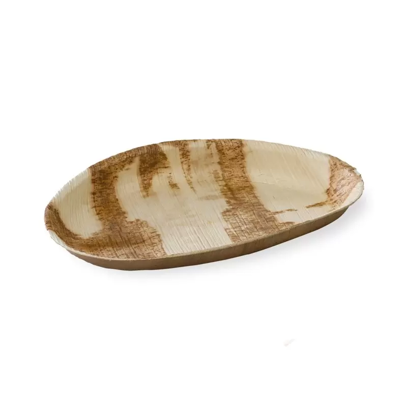 PacknWood Egg Shaped Palm Leaf Plate - 13oz 10.2 x 6.3 x 1'' - 100 pcs