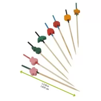 PacknWood Bamboo Art Skewers (Assorted Colors & Designs) - 3.5'' - 2000 pcs