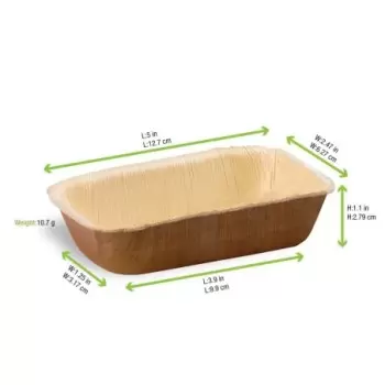 PacknWood Rectangular Palm Dish - 1oz 5 x 2.5 x 1.1'' - 200 pcs