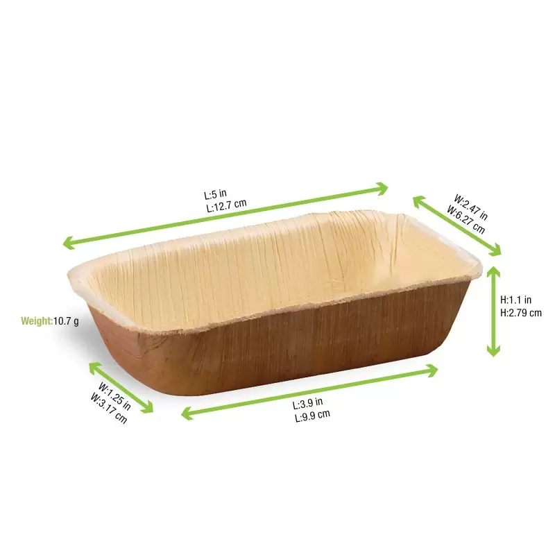 PacknWood Rectangular Palm Dish - 1oz 5 x 2.5 x 1.1'' - 200 pcs