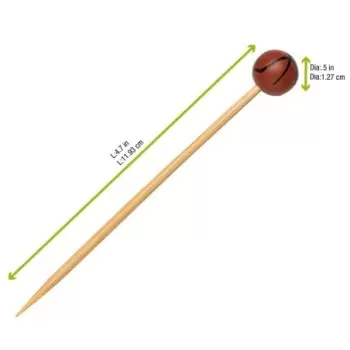 PacknWood Bamboo Basketball Skewers - 4.7'' - 1000 pcs