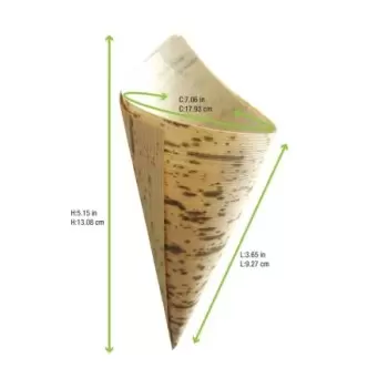 PacknWood Bamboo Leaf Cone 2 Layers - 1.5oz Diam.1.9'' H:5.1 x 3.5'' - 1000 pcs