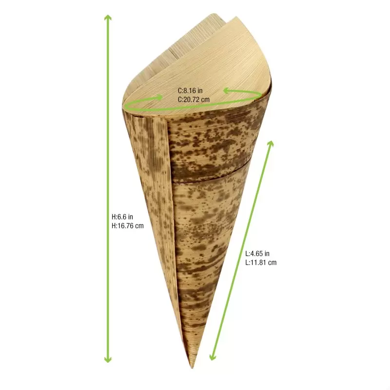 PacknWood Bamboo Leaf Cone 2 Layers - 5oz Diam.2.7'' H:6.7 x 4.9'' - 1000 pcs