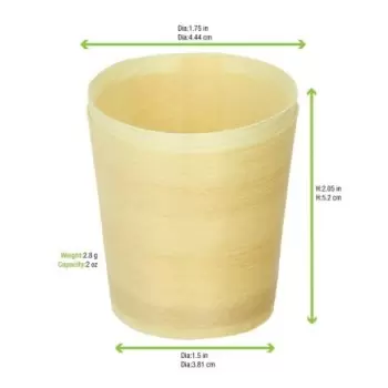 PacknWood Mini Wooden Cup - Diam.1.5'' H:1.6'' - 250 pcs