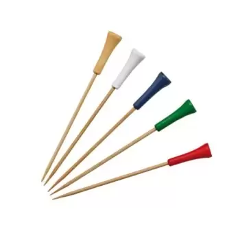 PacknWood Bamboo Golf Tee Skewers (Assorted Colors) - 4.7'' - 1000 pcs