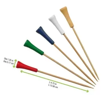 PacknWood Bamboo Golf Tee Skewers (Assorted Colors) - 4.7'' - 1000 pcs