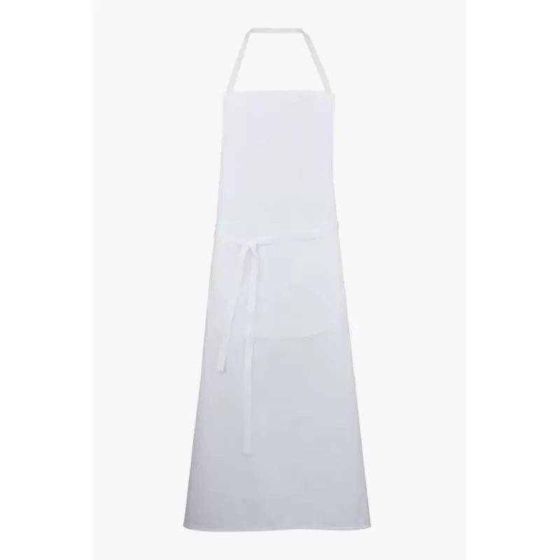 Bragard Travel Bib Apron With Waist Ties - White One Size