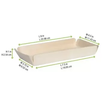 PacknWood Paper L''ed Wooden Tray - 8.2 x 4.1 x 1.1'' - 360 pcs