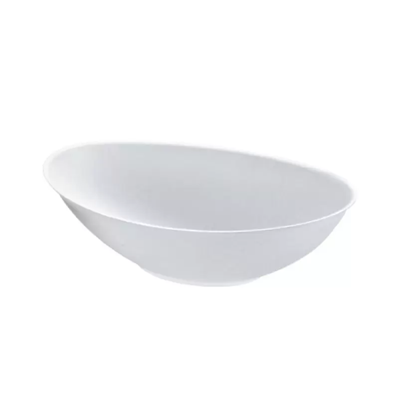 PacknWood Bio N Chic Oval White Sugarcane Bowl - 34oz 9.4 x 5.7'' - 250 pcs